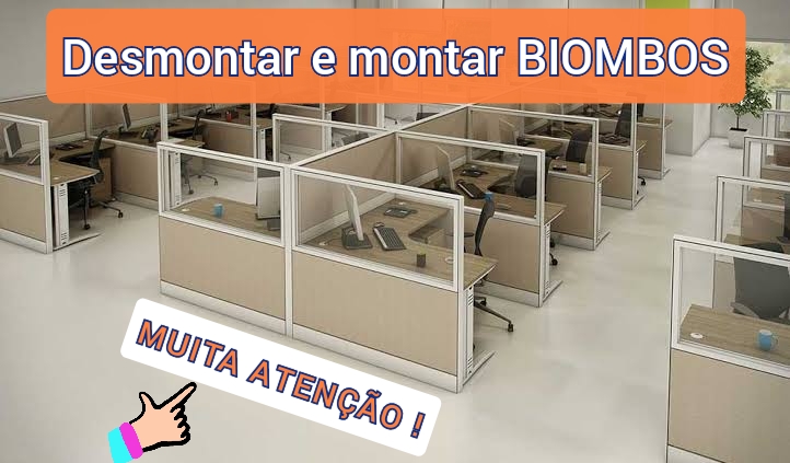 Mudança Comercial com biombos presos no chão através de parafusos Mudança Comercial com biombos presos no chão através de parafusos